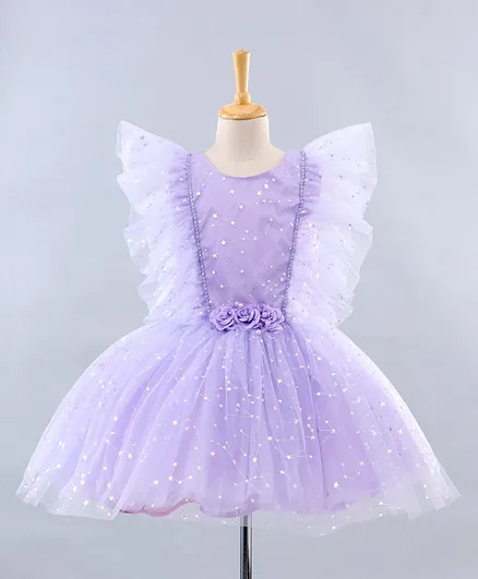 Enfance Star Foil Print Sleeveless Dress - Lavender