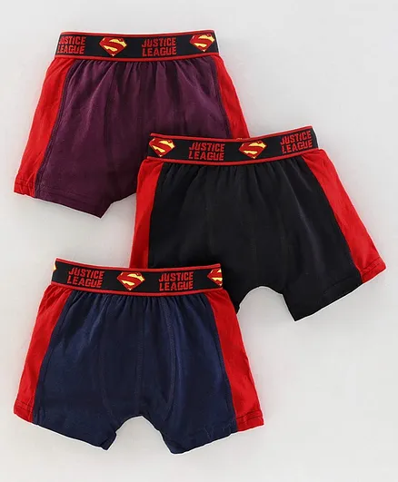 Red Rose Briefs Superman Print Pack of 3 - Black Dark Purple Navy