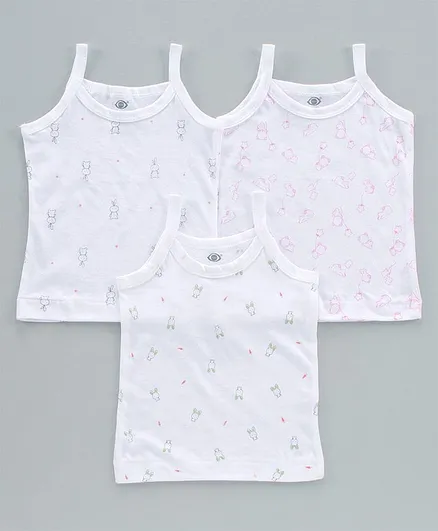 Zero Sleeveless Printed Slips Pack of 3 - White