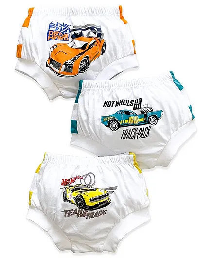 Red Rose Briefs Hot Wheels Print Pack of 3- Orange Yellow Blue