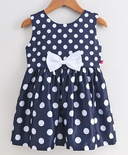 Twetoons Sleeveless Frock Polka Dot Print - Navy Blue