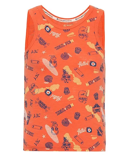 JOCKEY Sleeveless Music Lover Monkey Printed Tee - Orange