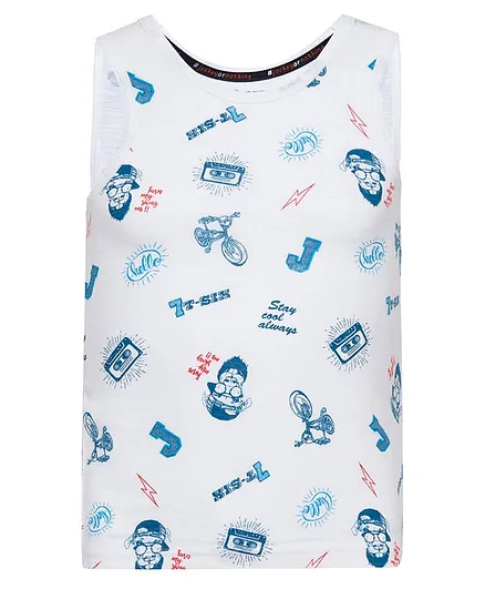 JOCKEY Sleeveless Music Lover Monkey Printed Tee - White