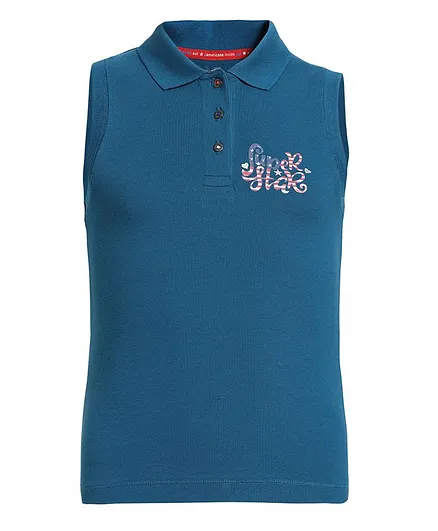 JOCKEY Sleeveless Super Star Printed Polo Top - Blue