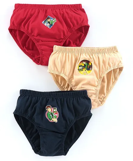 Red Rose Briefs Ben 10 Alien Force Print Pack of 3 - Red, Cream & Blue-32/80 CM