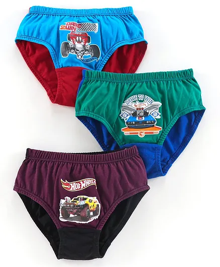 Red Rose Briefs Hot Wheels Print Pack Of 3 - Blue Green