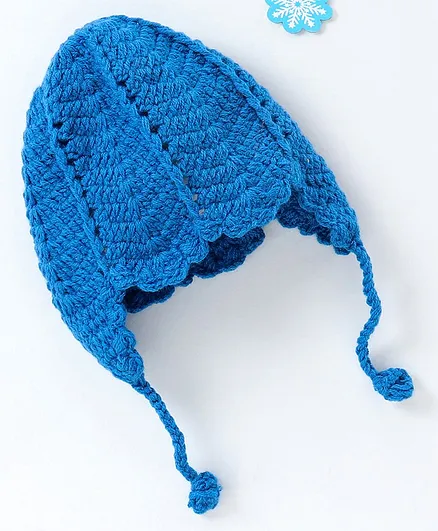 Babyhug Crochet Tie Knot Cap Blue - Diameter 13 cm