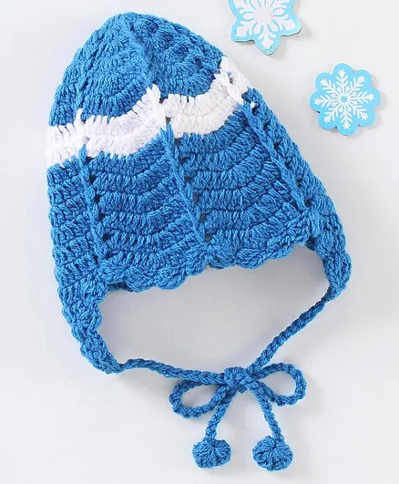 Babyhug Crochet Tie Knot Cap Blue - Diameter 12 cm