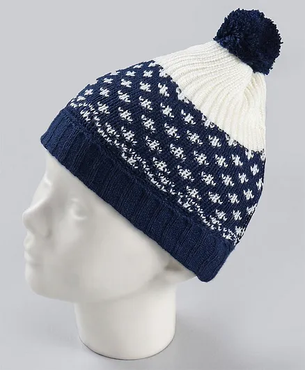 Babyhug Woolen Cap White - Diameter 7.5 cm