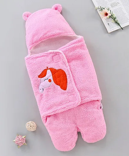 ZOE All Season Hooded Wearable Blanket Cum Wrapper Unicorn Print - Pink