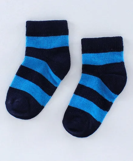 Cucumber Cotton Blend Striped Socks For Kids - Blue
