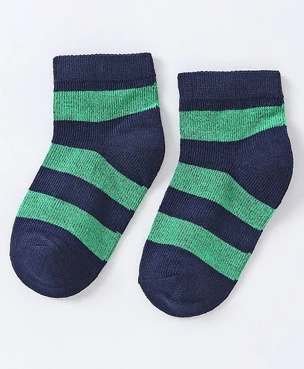 Cucumber Cotton Blend Striped Socks For Kids - Green
