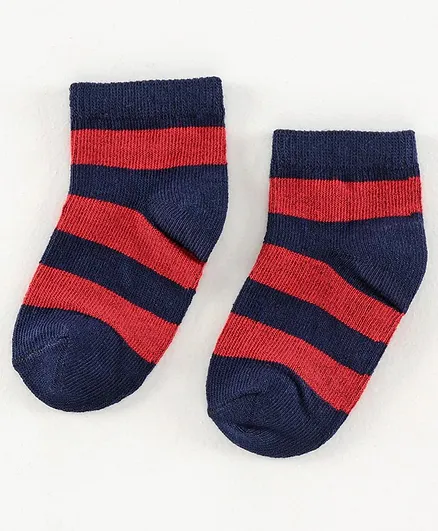 Cucumber Cotton Blend Striped Socks For Kids - Red