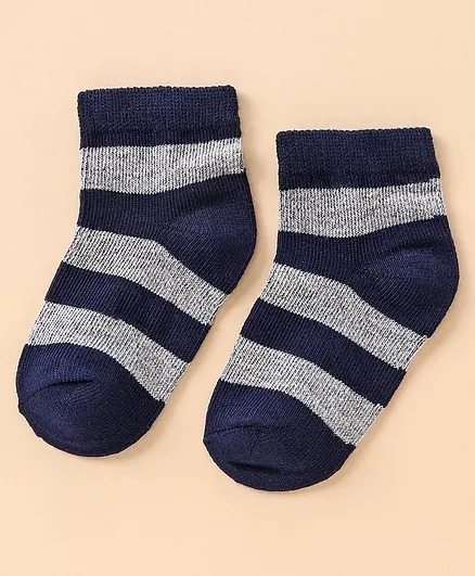 Cucumber Cotton Blend Striped Socks For Kids - Grey