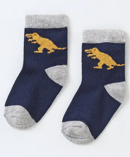 Cucumber Dino Print Cotton Socks - Black