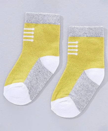 Cucumber Stripes Print Cotton Socks - Yellow