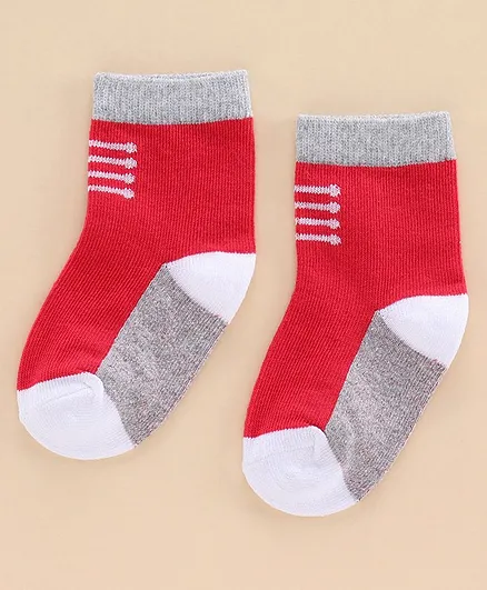 Cucumber Stripes Print Cotton Socks - Red