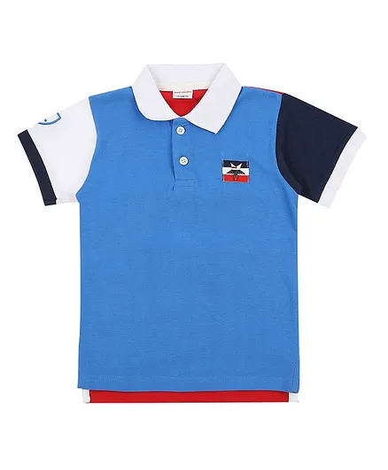 RAINE AND JAINE Half Sleeves Solid Colour Polo Tee - Blue