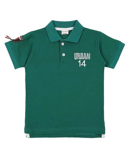 RAINE AND JAINE Half Sleeves Urban Patch Polo Tee - Green