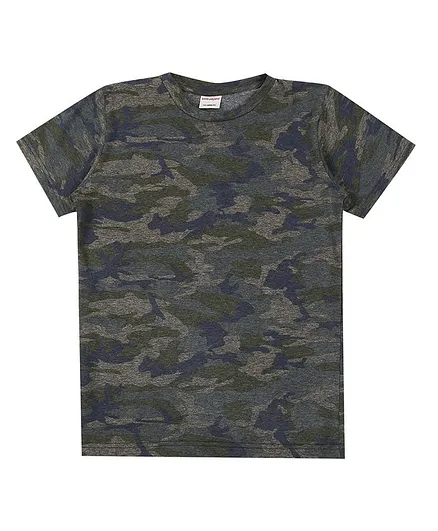 RAINE AND JAINE Camo Printed Half Sleeves Tee - Grey