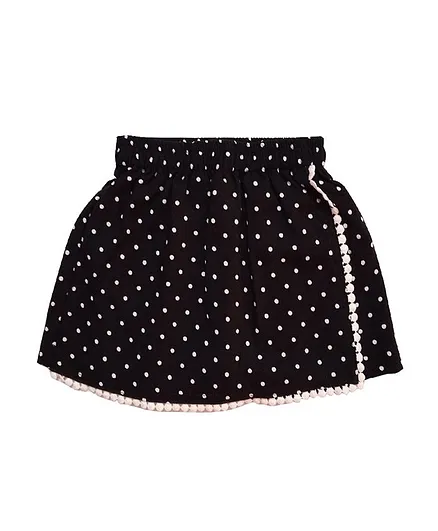 Snowflakes Polka Dots Print Skorts - Black