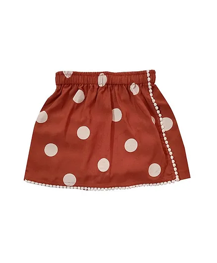 Snowflakes Polka Dots Print Skorts - Brown