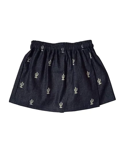 Snowflakes Cactus Prints Skorts - Blue