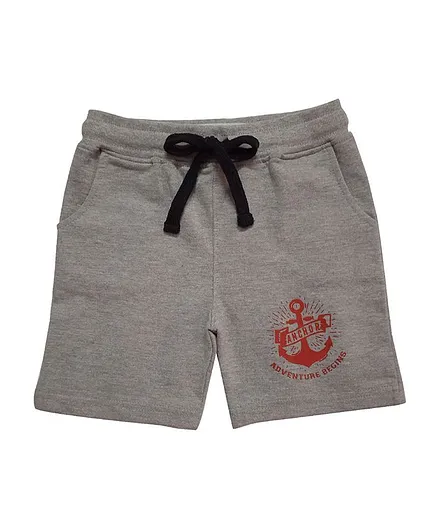 Snowflakes Anchor Print Shorts - Grey