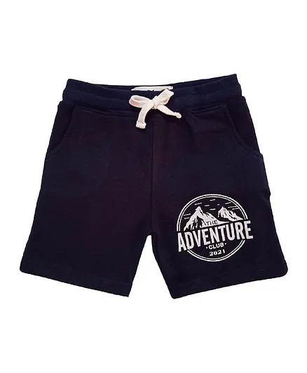 Snowflakes Adventure Print Shorts - Navy Blue