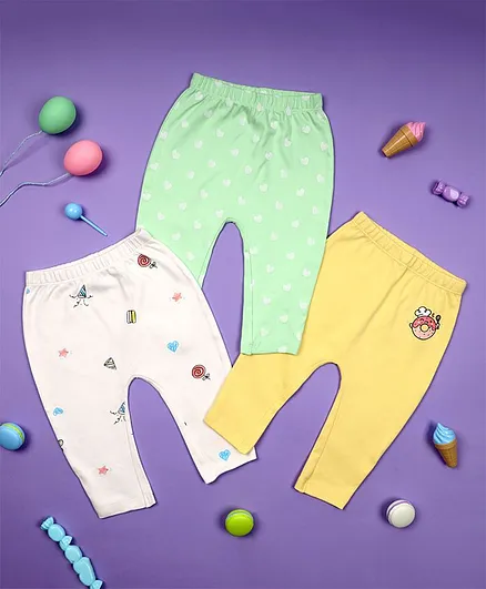 Kicks & Crawl Hearts Print Diaper Leggings - Multi Color
