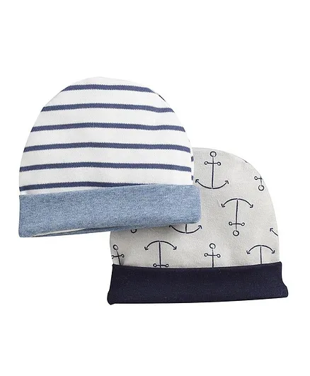 BUMZEE Pack Of 2 Striped & Arrow Print Detailing Cap - Grey & White