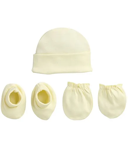 BUMZEE Solid Colour Cap With Mittens & Booties - Yellow