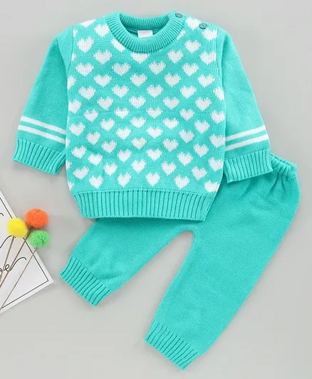 Babyhug Full Sleeves Sweater Set - Green