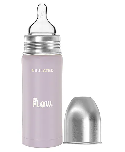 Dr.Flow Omega Insulated ThermoSteel Baby Feeding Bottle Purple - 270 ml