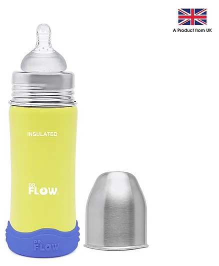 Dr.Flow Omega+ Insulated ThermoSteel Baby Feeding Bottle Yellow - 270 ml