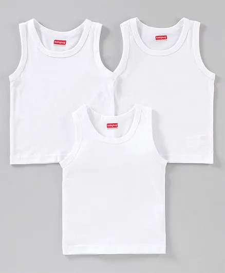 Babyhug 100% Cotton Solid Vests Pack of 3 - White