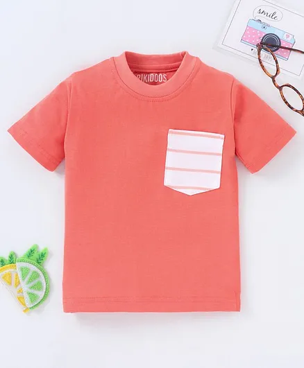 Rikidoos Half Sleeves Front Pocketed Tee - Orange