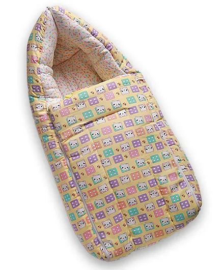 Enfance Nursery Sleeping Bag Kitty Print - Light Yellow