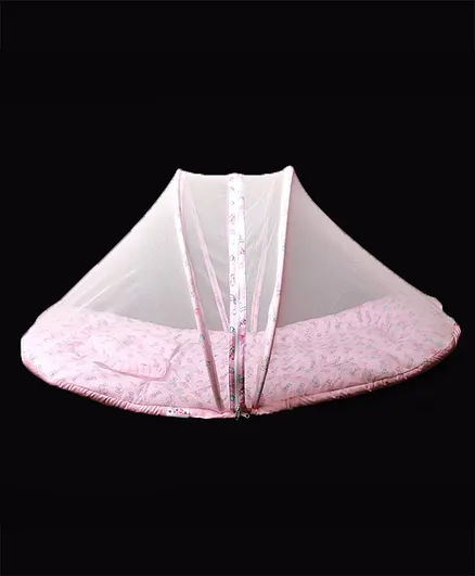 Enfance Nursery Mosquito Net Bedding Set Strips Print - Pink