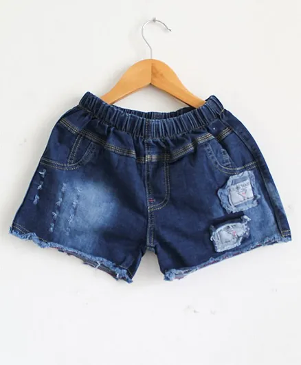 Woonie Distressed Denim Shorts - Blue