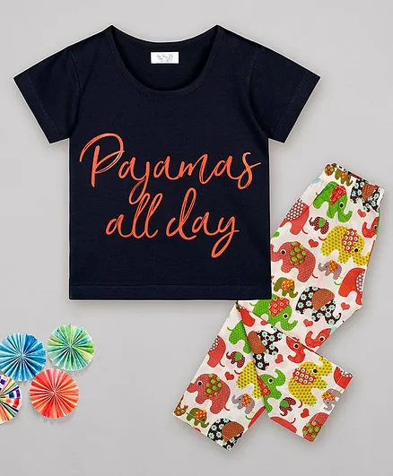Sheer Love Pyjamas All Day Printed Short Sleeves Night Suit - Multi Color