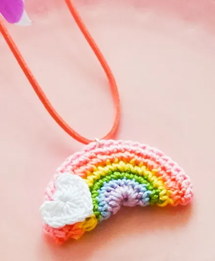 Bobbles & Scallops Crochet Rainbow Necklace - Multi Colour