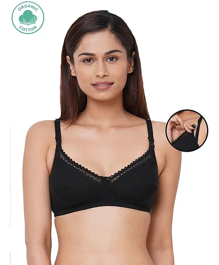 Inner Sense Organic Cotton Antimicrobial Soft Nursing Bra - Black