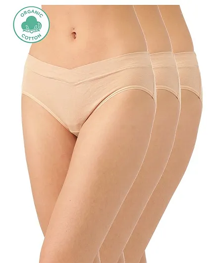 Inner Sense Pack Of 3 Organic Cotton Antimicrobial Maternity Panties - Beige