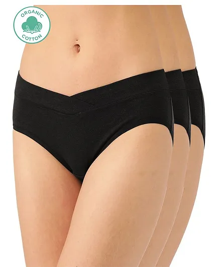 Inner Sense Pack Of 3 Organic Cotton Antimicrobial Maternity Panties - Black