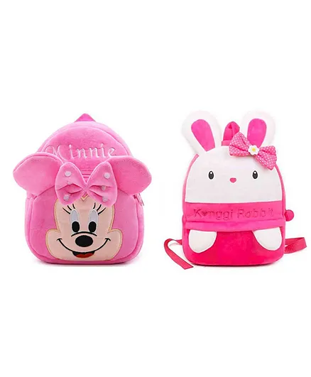 Krently Minnie Mouse And Rabbit Design Soft Toy Bag Pack of 2 Pink - 14 Inches Each
