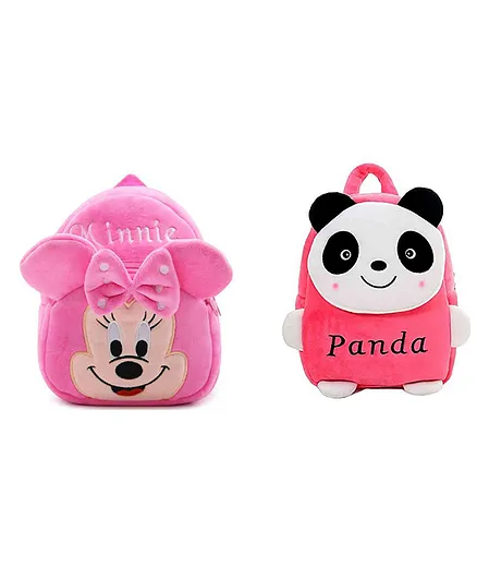 Krently Minnie Mouse And Panda Design Soft Toy Bag Pack of 2 Pink - 14 Inches Each