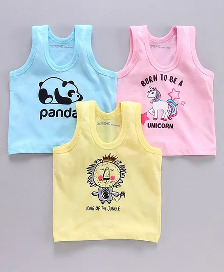 Doreme Sleeveless Vests Animal Print - Pink Blue Yellow