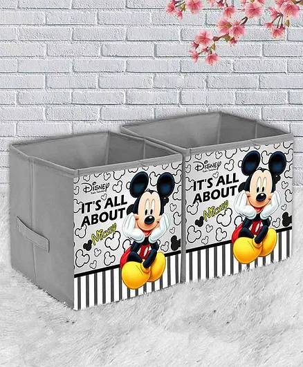 Fun Homes Storage Box Mickey Mouse Print Extra Large Size Pack of 2 - Grey