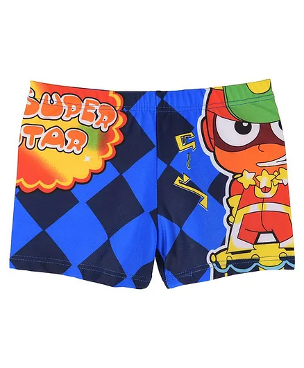 Yellow Bee Graphic Print Trunks - Blue